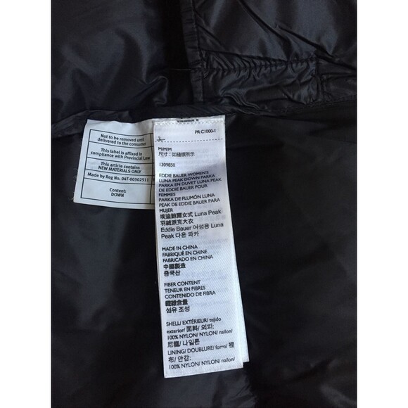 EDDIE BAUER MEDIUM PARKA COAT EB550 WINTER PUFFER JACKET BLACK HOODIE 75% DOWN - Picture 6 of 12